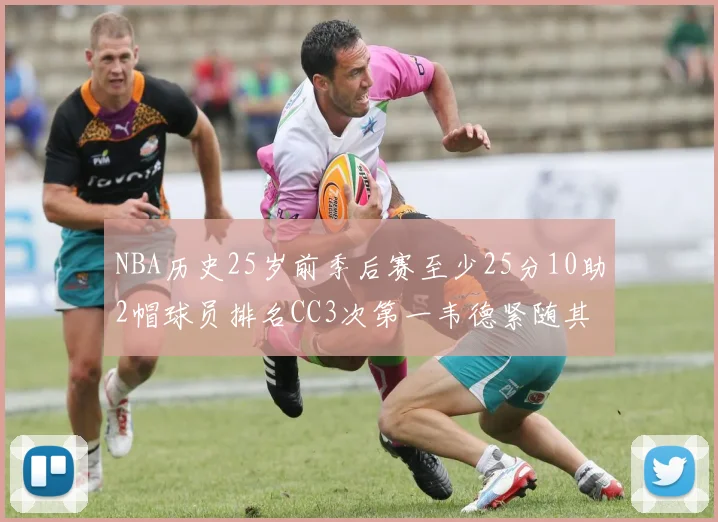 NBA历史25岁前季后赛至少25分10助2帽球员排名CC3次第一韦德紧随其后